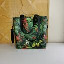 Torebka shopper na ramię w kwiaty z kosmetyczką i portfelikiem