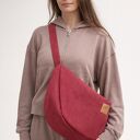 Zamszowa torba hobo w czerwieni - worek na ramię handmade