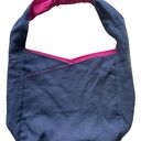 Torba lniana dwustronna 100% naturalny len 49x38 cm na ramię - różowy i granatowy
