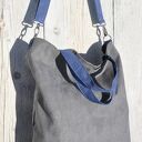 Torba hobo XXL - szarość, kobalt