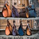 Skórzana stylowa torebka Łezka kolor Rudy i Granatowy wykonana ręcznie od Ladybuq rozmiar M