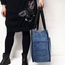 Duża torba na ramię z upcyklingu jeansu JEANS 73 od Majunto