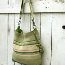 Bawełniana listonoszka szydełkowa Mięta i Szałwia - na ramię handmade