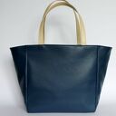 Shopper Bag Worek - granat i rączki jasny beż
