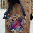 Round Bag tęczowe mandale - torebka na ramię, wodoodporna