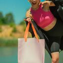 Skórzana torba worek na ramię - torebka plażowa z kieszenią na zamek