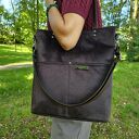 Torba shopper w kolorze gorzkiej czekolady - welur