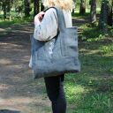 TORBA LNIANA DUŻA z HAFTEM 100% NATURALNY LEN 55x48 cm DMUCHAWIEC