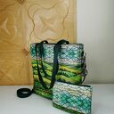 Torebka damska shopperka z kosmetyczką torebka miejska na ramę - pejzaż