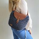 Boho Weave Bag na ramię z klapą - jeans, ręczne wykonanie