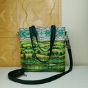 Torebka damska shopperka z kosmetyczką torebka miejska na ramę - pejzaż