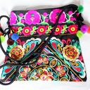 Torba na ramię Hmong - dynamicznie kolorowa, haftowana handmade z zamkiem
