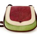 DZIKUSKA ORIENTALNA torebka listonoszka skóra naturalna bordo zieleń ecru