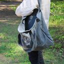 TORBA LNIANA DUŻA z HAFTEM 100% NATURALNY LEN 55x48 cm DMUCHAWIEC