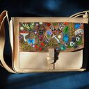 Ręcznie malowana skórzana torba na ramię LAS