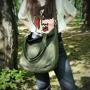 Lazy bag Pocket - zielona torba na ramię z kieszeniami z canvasu vegan
