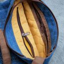 upcyklingowa jeansowa mini torebka damska