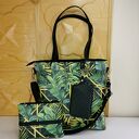 Torebka shopper z kosmetyczką oraz dopinanym portfelikiem - motyw botaniczny w stylu