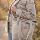 Torebka na ramię z plecionki tapicerskiej Beżowa