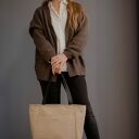 Torba Shopper z tłoczonego nubuku tapicerskiego w kolorze beżowym