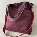 Torba hobo XXL w kolorach oberżyna, bordo i wrzos - ręcznie robiona na ramię
