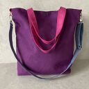 Torba hobo XXL - fiolet, fuksja, szaroniebieski