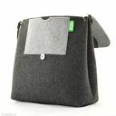 Duża torebka filcowa na ramię - Listonoszka z Kotem - Szary i grafit
