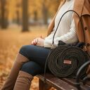 Torebka pierścienie ze sznurka czarno złota rękodzieło Tps01 -14