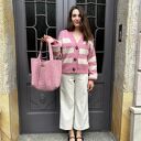 Torba lniana Everyday na ramię w brudnym różu - shopperka 100% len
