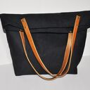 Torba tote XXL czerń - elegancka torebka na ramię (handmade)
