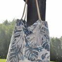 Duża torba na ramię XXL z weluru - print monstera