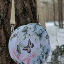 Wodoodporna torebka Round Bag „Kwiaty i Motyle” na ramię - handmade