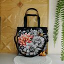 Kwiatowa torebka shopper handmade z kosmetyczką i portfelikiem