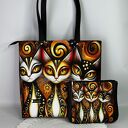 Torebka handmade shopper A4 z kosmetyczką - koty 3