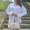 Torebka z puchatej tkaniny w pepitkę Różowa