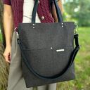 Pojemna torba shopper na ramię w kolorze gorzkiej czekolady