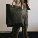 Torba Mr. M Vintage green skóra naturalna/uszy beżowe