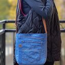 upcyklingowa jeansowa mini torebka damska