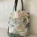 Torba na ramię w liście palmy - welur wegański handmade