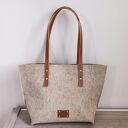 Torebka lniana - len i skóra - z rudą skórą