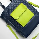 Shopper Bag pikowany - granat i zielony
