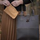 Shooper w czekoladowym brązie - skórzana torba na ramię handmade