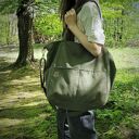 Lazy bag Pocket - zielona torba na ramię z kieszeniami z canvasu vegan