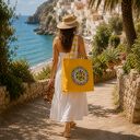 Torba plażowa Amalfi na ramię - wodoodporna z cytrynową grafiką