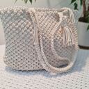 Pleciona torebka na ramię handmade z sznurka - mleczna biel i złota nić