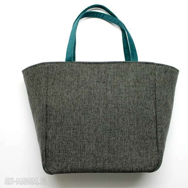 Shopper Bag Worek - tkanina dark grey i morski