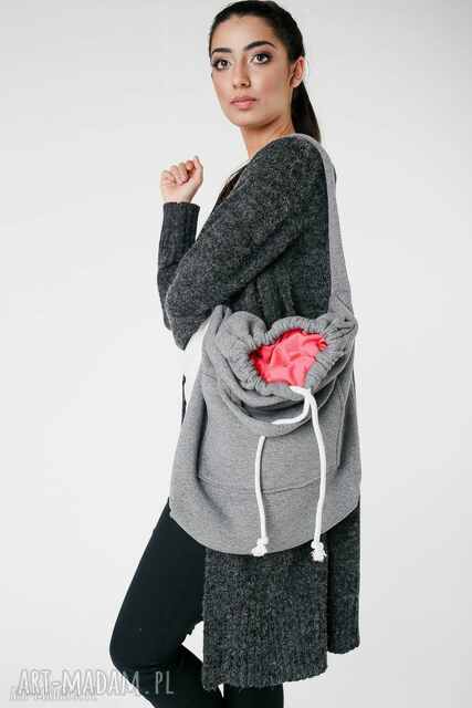 torba dzianinowa worek szaro-koralowa