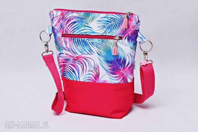 Torebka listonoszka wodoodporna, torba na ramię, mała torebka przez ramię pióra różowe