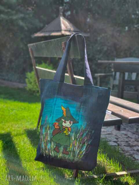 Torba dżinsowa ręcznie malowana Włóczykij Muminki