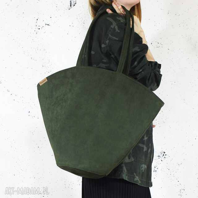 Shelly bag ciemnozielona torba z wodoodpornyego nubuku syntetycznego